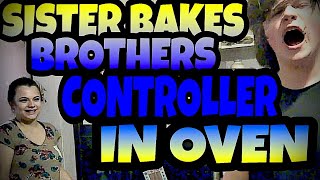 SISTER BAKES BROTHERS XBOX CONTROLLER IN OVEN INSIDE CAKE [upl. by Eelsew]