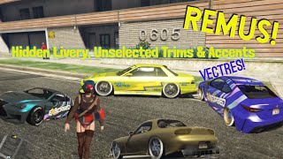 gta5 bennys HIDDEN LIVERY REMUS amp ZR350 Live PS4 cleartints Unselected Trims amp Accents [upl. by Alhan]