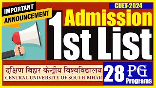 1ST Admission List CUSB Announced  Confirmed amp Waiting List for 28 PG Programs of CUSB  CUET 2024 [upl. by Eade]