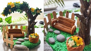 Crafting Natures Beauty with Air Dry Clay  Garden setup with Cold Porcelain  Clay Craft Ideas [upl. by Ana]