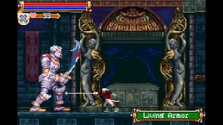 Castlevania Harmony of Dissonance Living Armor Level 7 no damage whip only [upl. by Gloriana]