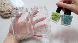 I did an INCREDIBLE job with the glass bottle yarn nail polish DIY recycling craft ideas [upl. by Eda931]