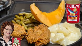 Salmon patties stewed potatoes granny green beans Southern Cooking [upl. by Anitsyrhc]