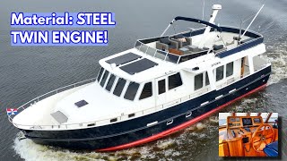 €545K STEEL Twin Engine TRAWLER Yacht For Sale Rugged Liveaboard Explorer Yacht [upl. by Eedahs]