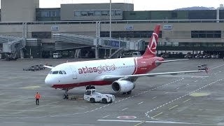 Atlas Global Airbus A320 departure from Terminal and takeoff at Zurich Airport [upl. by Ladew523]