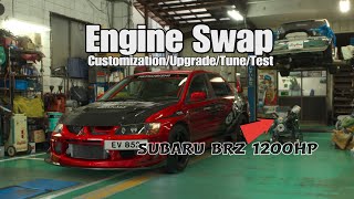 From Subaru BRZ To Mitsubishi Lancer Evolution VIII MR GSR 04 A Beastly 78L V8 Engine Swap [upl. by Yseulte]