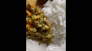 Callaloo fried bitter melon Dhal with rice [upl. by Colman]