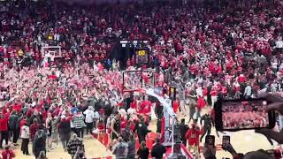 Husker fans storm the court after Nebraska basketball’s 8872 win over No 1 ranked Purdue [upl. by Yrovi]