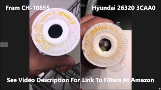 Fram CH10855 amp Hyundai 26320 3CAA0 Oil Filter Comparison [upl. by Yhtac]