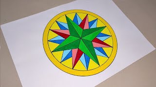 How to Draw this Geometric Pattern in Circle Step by Step  Easy Compass Drawing  Learn amp Art [upl. by Cordie433]