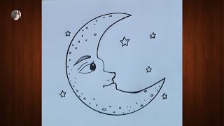 How to draw moon 🌙  Moon drawing  Drawing pictures [upl. by Holzman739]