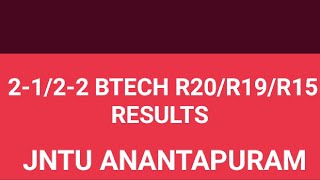 JNTUA 2122 BTECH R20R19R15 RESULTS jntua [upl. by Azaria]