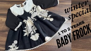 DIY winter baby frock with collar neck baby girl frock sewing ideas  peter pan collar neck [upl. by Koren249]