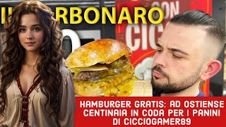 Hamburger gratis ad Ostiense centinaia in coda per i panini di Cicciogamer89 [upl. by Adnala623]