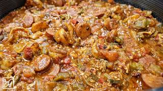 Southern Smothered Okra and Shrimp Recipe [upl. by Eniaj]