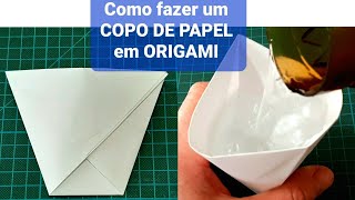 Como fazer um COPO DE PAPEL em ORIGAMI muito FÁCIL  How to make a paper cup very easy [upl. by Van]