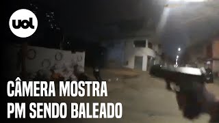 Câmera em farda mostra o momento em que policial militar foi baleado em SP vídeo tem imagens fortes [upl. by Nogas518]