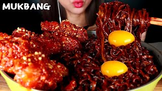 시크릿양념닭다리 짜왕3봉지 먹방🍗🍗ASMR FRIED CHICKEN BLACK BEAN NOODLES BIG BITES MUKBANG [upl. by Candice]