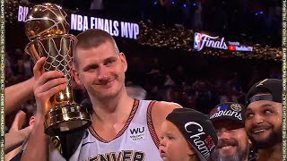 Nikola Jokic Wins 2023 NBA Finals MVP Award 🏆 [upl. by Gnus451]