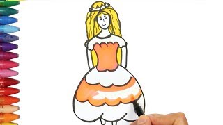 Come disegnare una principessa  Come disegnare e colora per i bambini [upl. by Hertz]