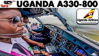 Uganda Airlines Airbus A330800neo Cockpit to Johannesburg [upl. by Neveda423]