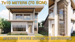 Modern House Design Idea 7x10 meters 70sqm with 4 bedrooms [upl. by Ainessey]