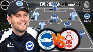 BRIGHTON VS NOTTINGHAM FOREST  BRIGHTON POTENTIAL STARTING LINEUP PREMIER LEAGUE 2024 MATCWEEK 5 [upl. by Akinit]