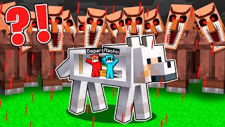 Apocalipsis de ALDEANOS MUTANTES vs Base Secreta Dentro del PERRO en Minecraft [upl. by Olympias]