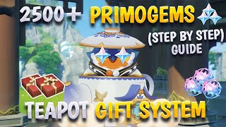 FREE 2500 PRIMOGEMS Teapot Gift System Guide Step by Step  Genshin Impact [upl. by Vladamir]