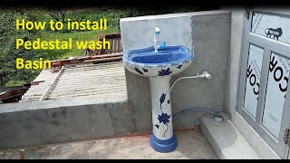 How to install Pedestal wash Basin pedestal wash basin kaise lagayeWash Basin Fitting [upl. by Herrah]