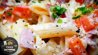 KäseSchinkenSahne Pasta mit Paprika FarfalleNudelsoße [upl. by Bohs]