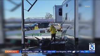 Plane crashes at NHRA Finals in LA County 4 injured [upl. by Humfrey766]