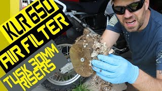 KLR650 WORST AIR FILTER CHANGE IN HISTORY  TUSK 30MM RISERS INSTALL [upl. by Anaej510]