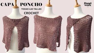 ❤️ Capa Poncho a crochet en todas las tallas  Handwork Diy [upl. by Htur]