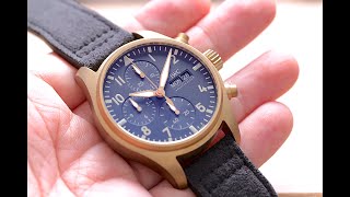 Op151 IWC Mr Porter十週年限量版Bronze Pilot Chronograph開箱評測  型格復古魂爆發的舊化青銅黑金面 [upl. by Enitsirk]