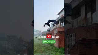 1Foot VS 15Foots BACKFLIP😨 parkour backflip flip [upl. by Kahcztiy]