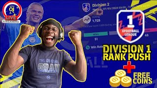 DIVISION 1 RANK PUSH  FREE COINS IN EFOOTBALL 2024 MOBILE LIVESTREAM [upl. by Anaihr]