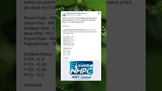 NHPC Ltd Final Dividend for FY24 Credited in Bank Accounts StockMarket Dividend Stocks [upl. by Riabuz]