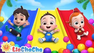 The Slide Song  Playground Song  Slip and Slide Down  Kids Songs amp Nursery Rhymes  LiaChaCha [upl. by Enirahtak651]