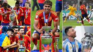 Barcelona News ft Lamine Yamal Nico Williams Spain 21 England amp Messi wins Copa America [upl. by Sibella]