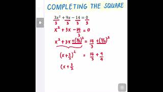 COMPLETING THE SQUARE METHOD Solving Quadratic Equations [upl. by Adnotal]