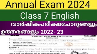 Class 7 English annual Exam question paper with answers 2024 annualexam2024 [upl. by Eittah824]