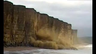 CCTV captures shocking 1000 tonne cliff fall at West Bay [upl. by Anaili]