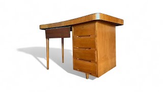 Desk with Organic Shape amp Drawers in Hardwood unknown 1950s  Lot 646 [upl. by Harmony]