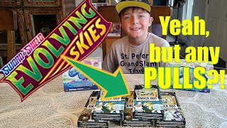 Opening Pokemon knockout boxes with Evolving Skies packs inside [upl. by Aicetel]