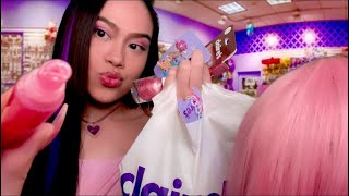 ASMR Claire’s Girl Gives U Full Makeover Doing Your Hair Makeup Nails LayeredGum Chewing Roleplay [upl. by Silvano]