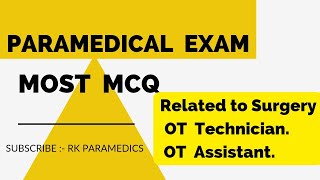 Most Important MCQ  Related to Anaesthesia and Surgery  For Upcoming exam  OT Technician [upl. by Borchert]