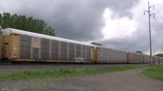 CSX 5481 Leads Autoracks  NW Harborcreek PA w Canon HF11 [upl. by Jedediah]