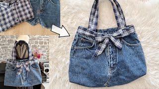 DIY Jeans Bag  Jeans Recycle Tutorial  Make a bag from old Jeans  Jeans Tasche nähen [upl. by Avlem58]