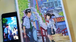 Pencil Colour Drawing  Kimi No Na Wa  Your Name [upl. by Saddler817]